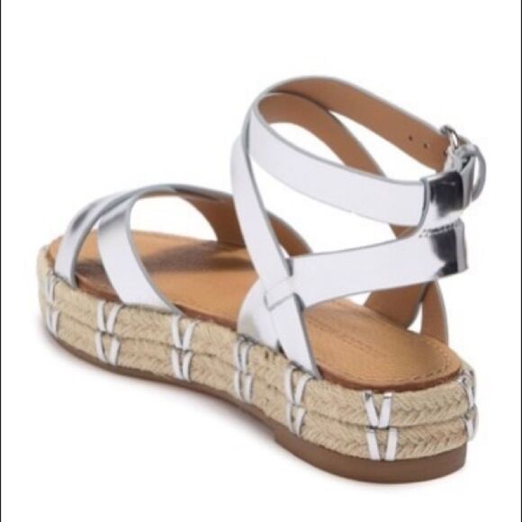 Sigerson Morrison Jacky Silver Espadrille Platform Sandal Women’s Size 9.5 New - Picture 2 of 9